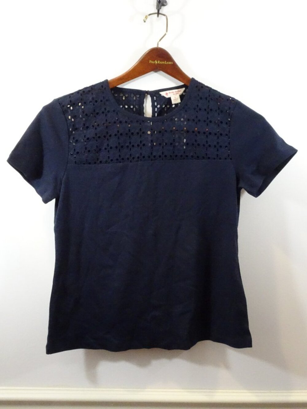 Brooks Brothers Red Fleece T Shirt Blue Tee Lace Short Sleeve Size S NEW Sweet